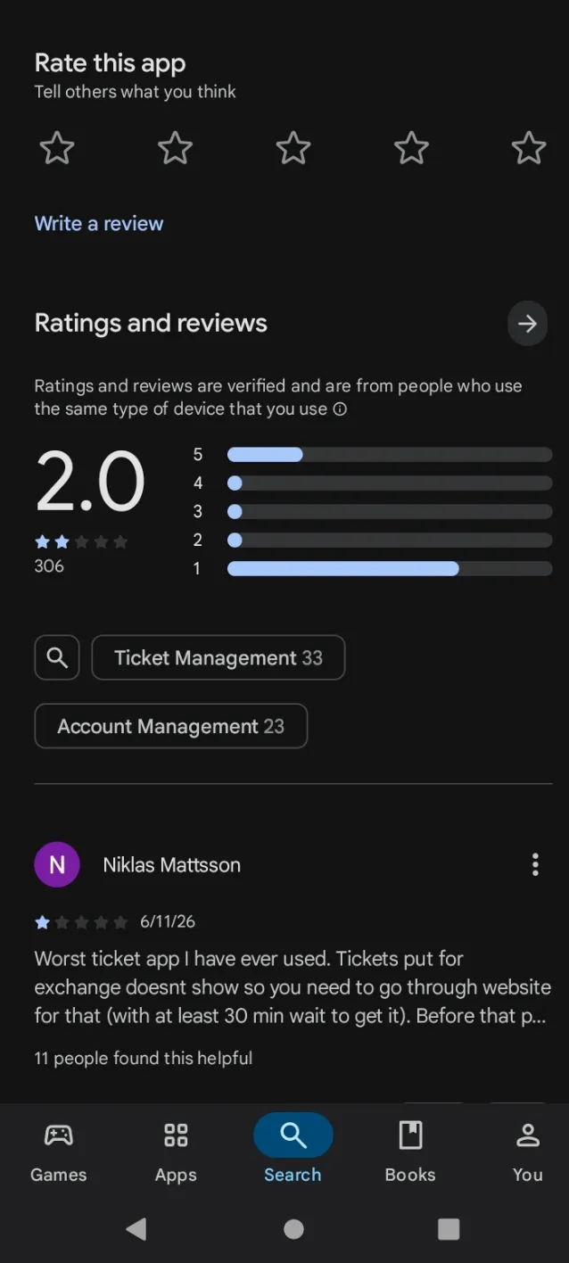 FWC2026 Mobile ticket app ratings