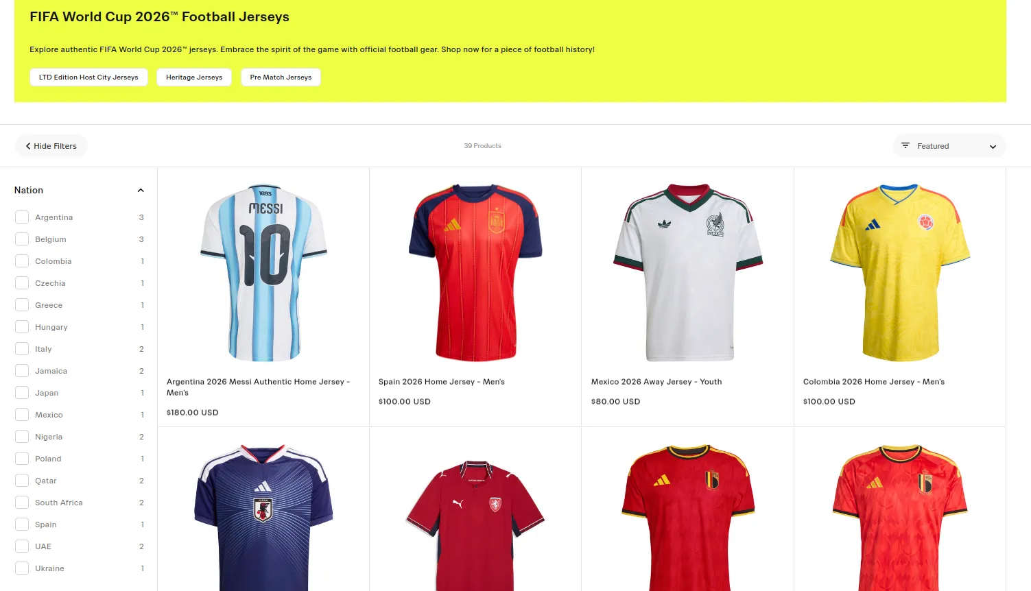 Jersey webstore screenshot