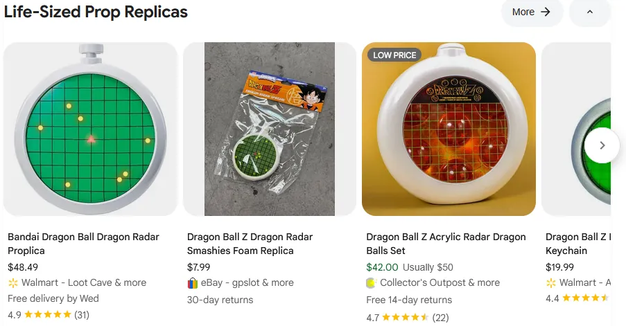 dragon radar shopping list