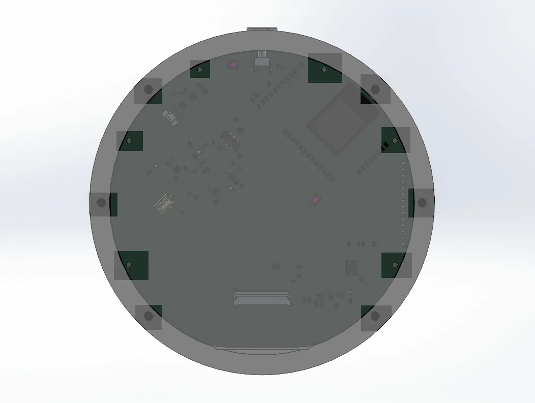 render with PCB and enclosure mounting holes