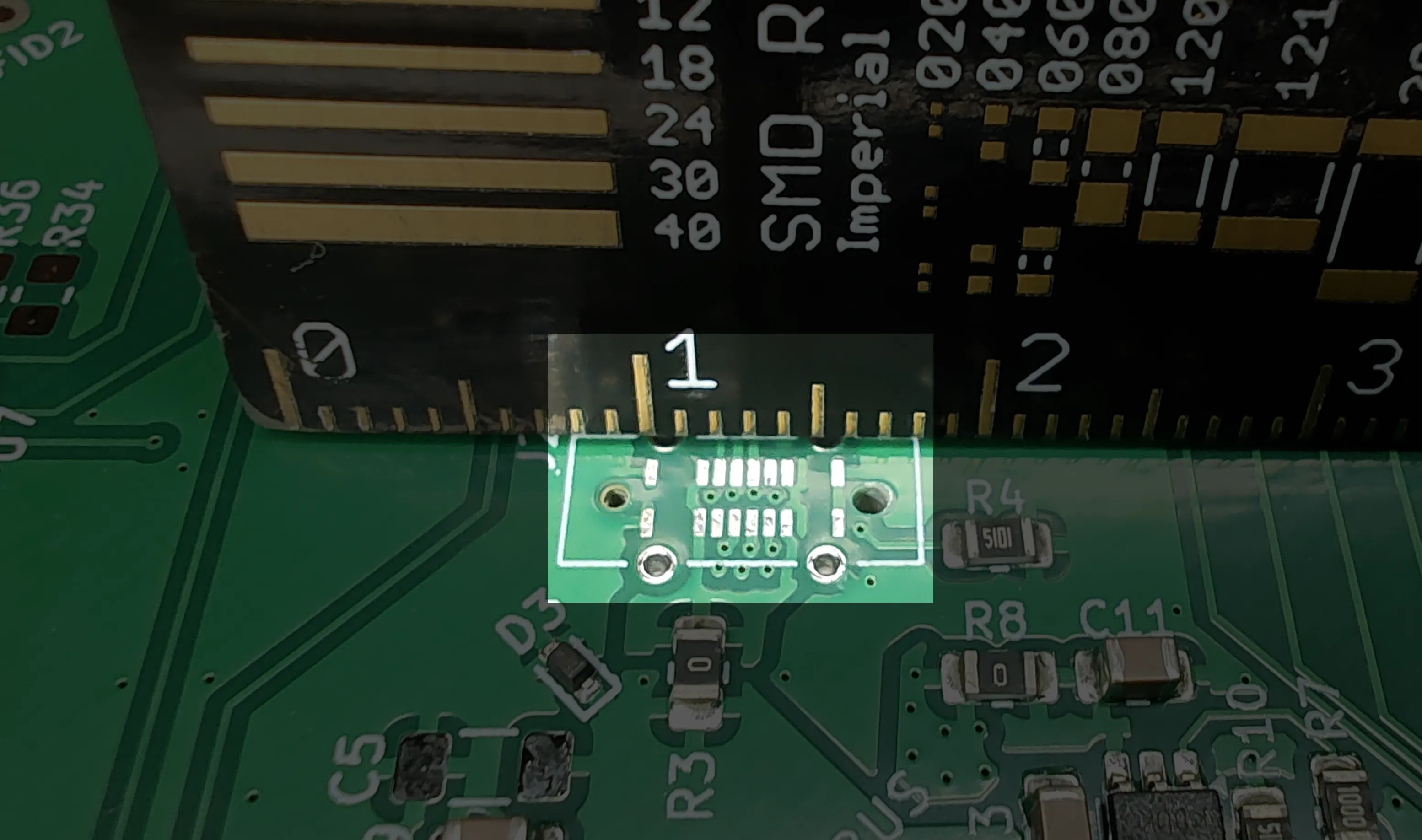 unpopulated USB-C connector